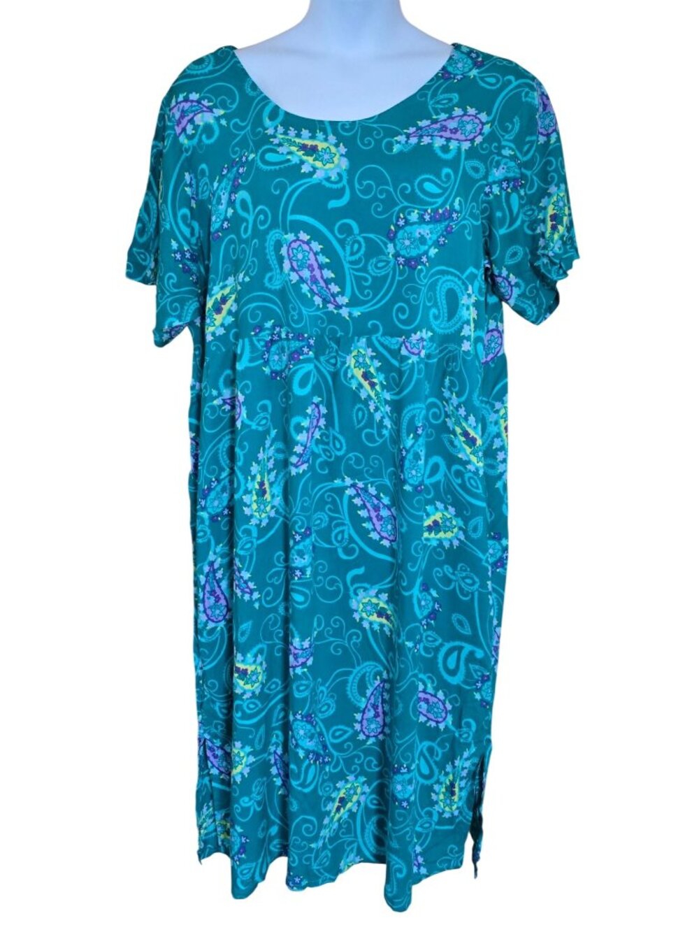 Diane Von Furstenberg Teal Paisley Dress Vibrant Comfort cottagecore grannycore